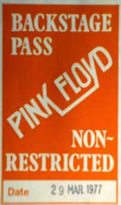BACKSTAGE PASS STAFFORD 29.3.77