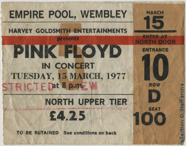 TICKET WEMBLEY 15.3.77