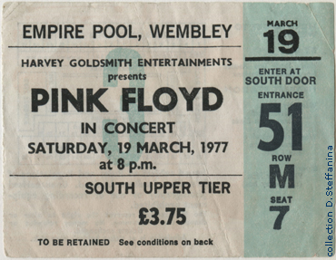 TICKET WEMBLEY 19.3.77